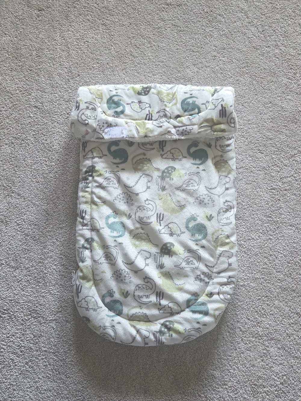 Soft Dino Print Baby Sleeping Sack in White and Green